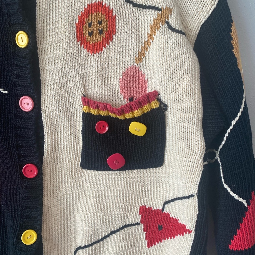 Vintage ,Lisa Nichols ,Novelty Print, Mercerized Cotton, Cardigan ,Vibrant Color - Picture 10 of 14